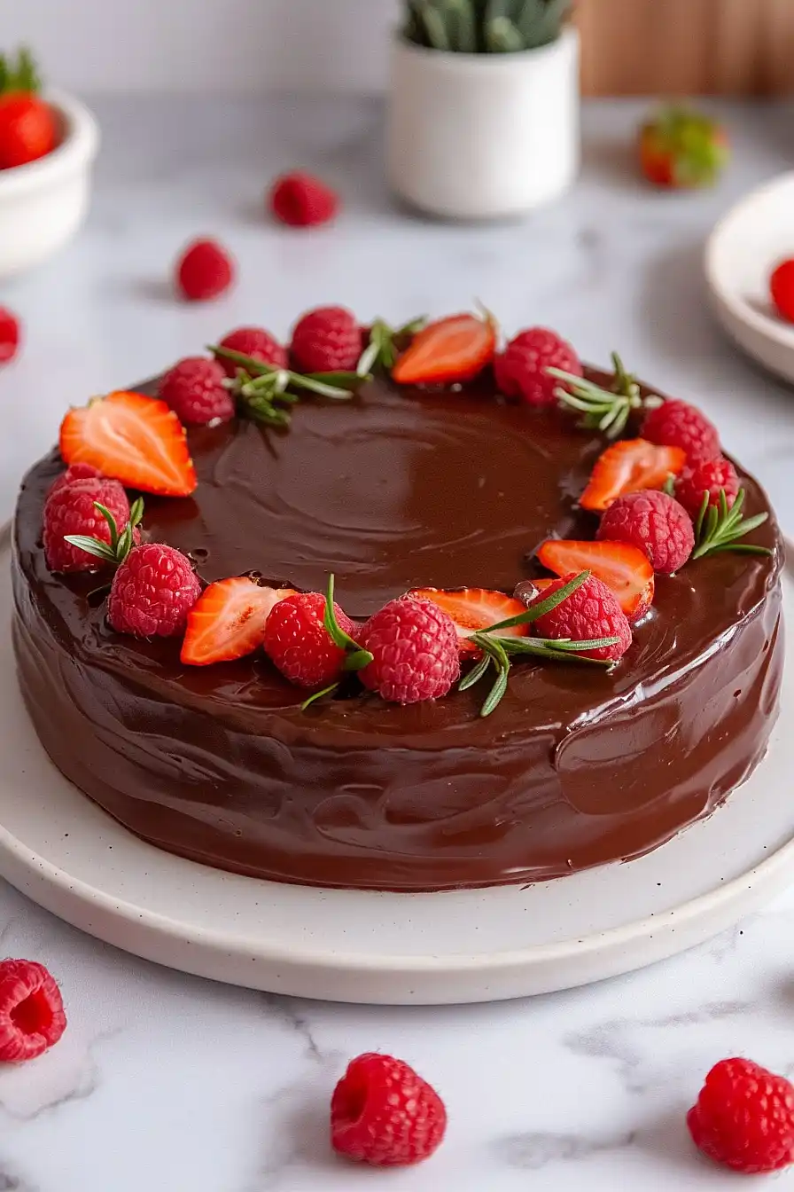vanilla cake with chocolate ganache
