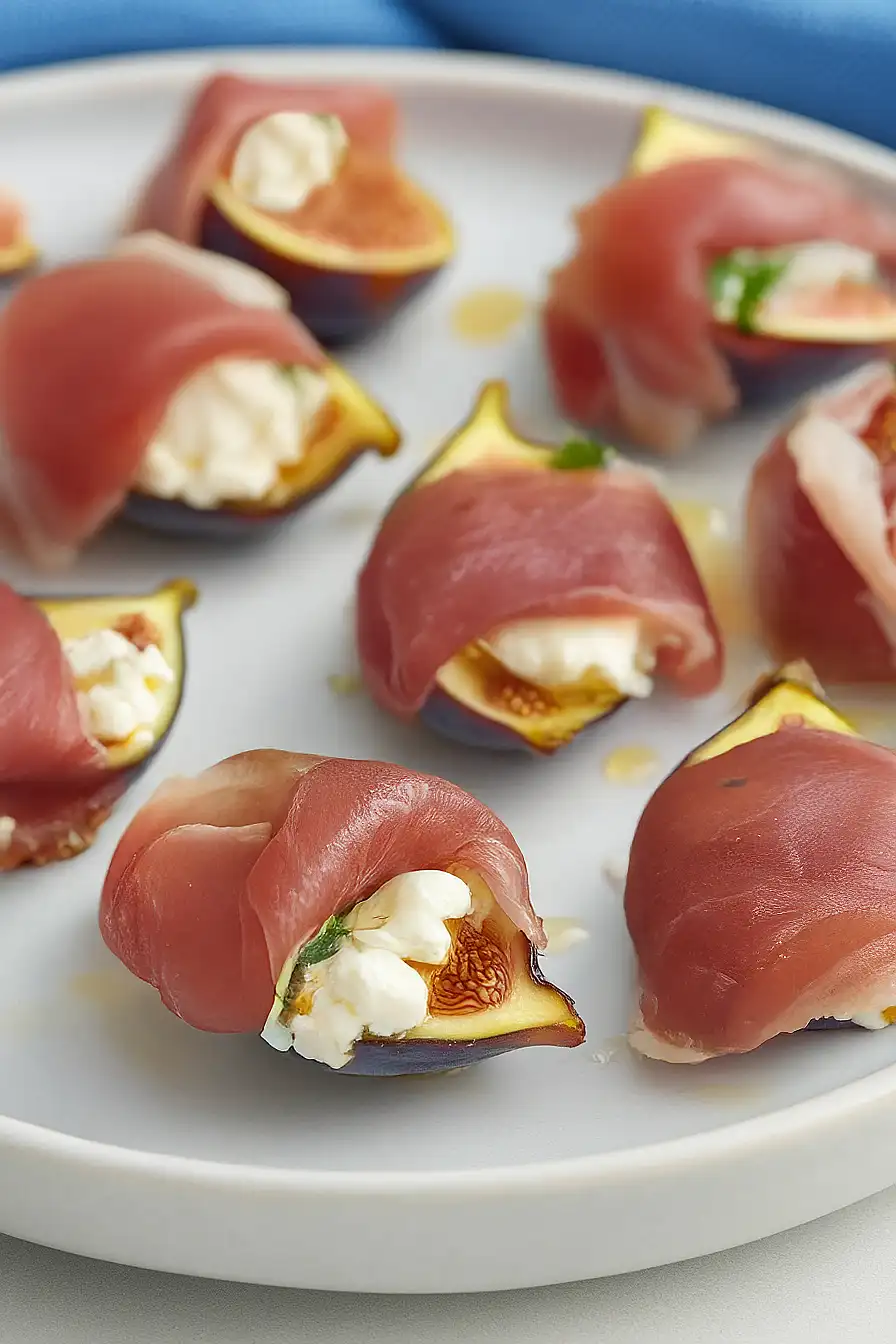 prosciutto wrapped figs with goat cheese