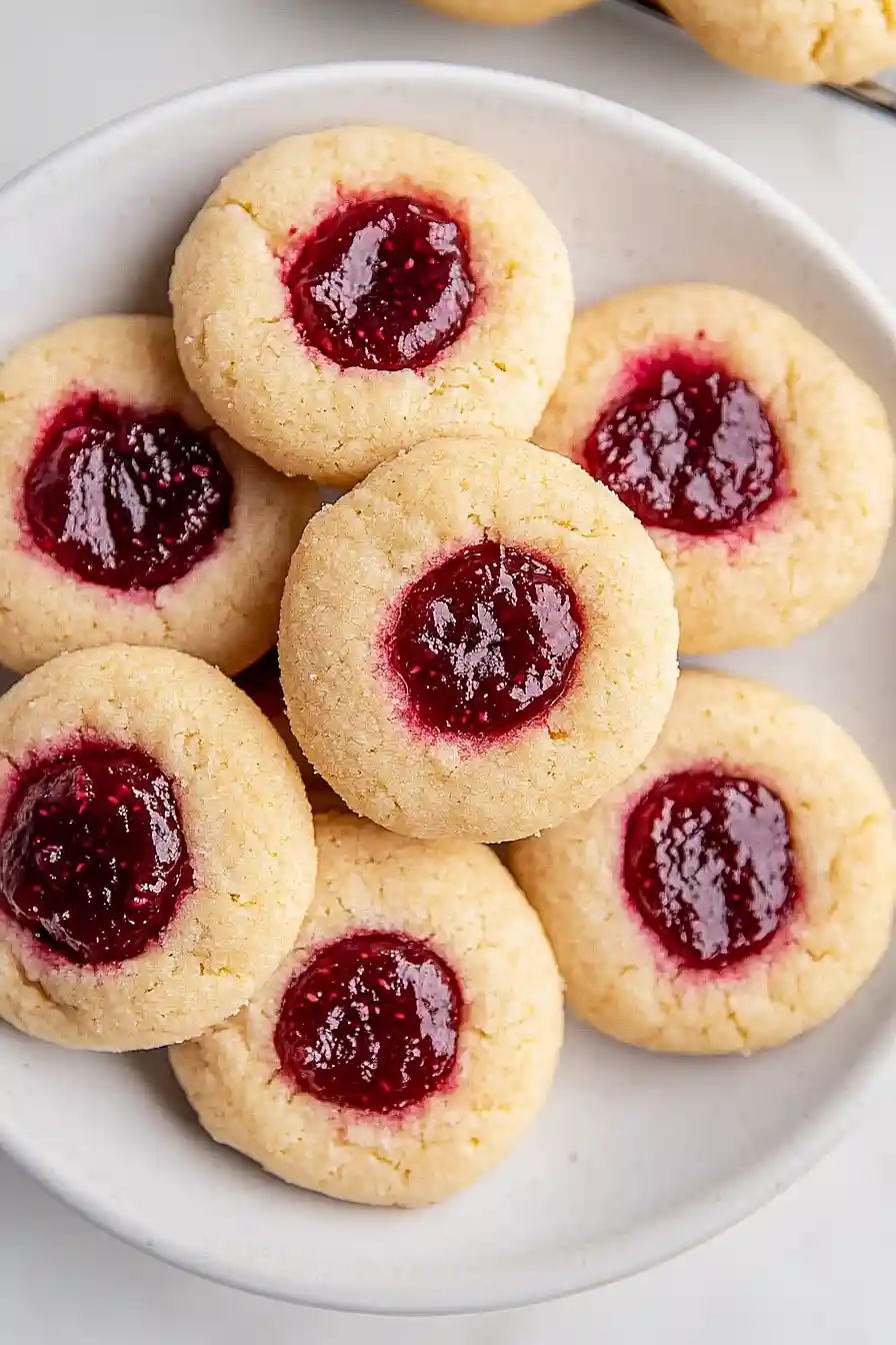 raspberry almond thumbprint cookies