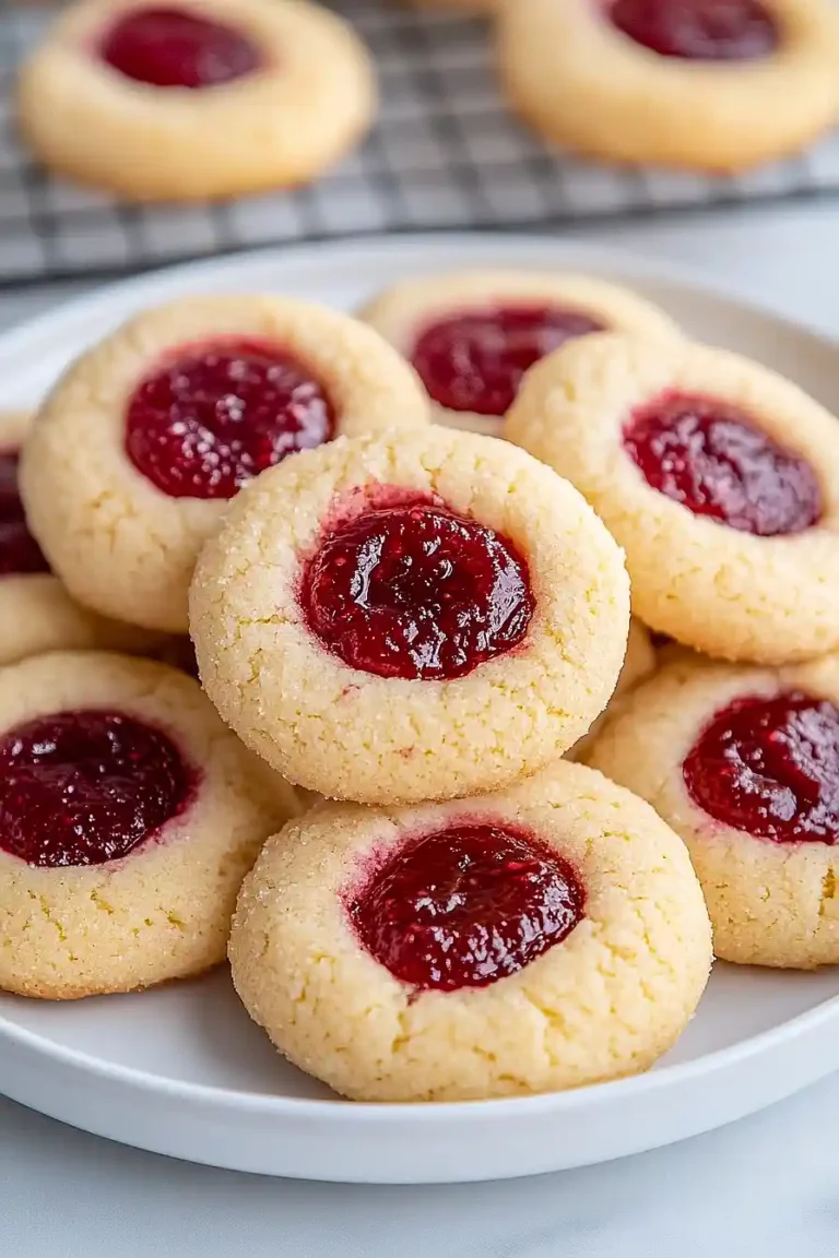 raspberry almond thumbprint cookies