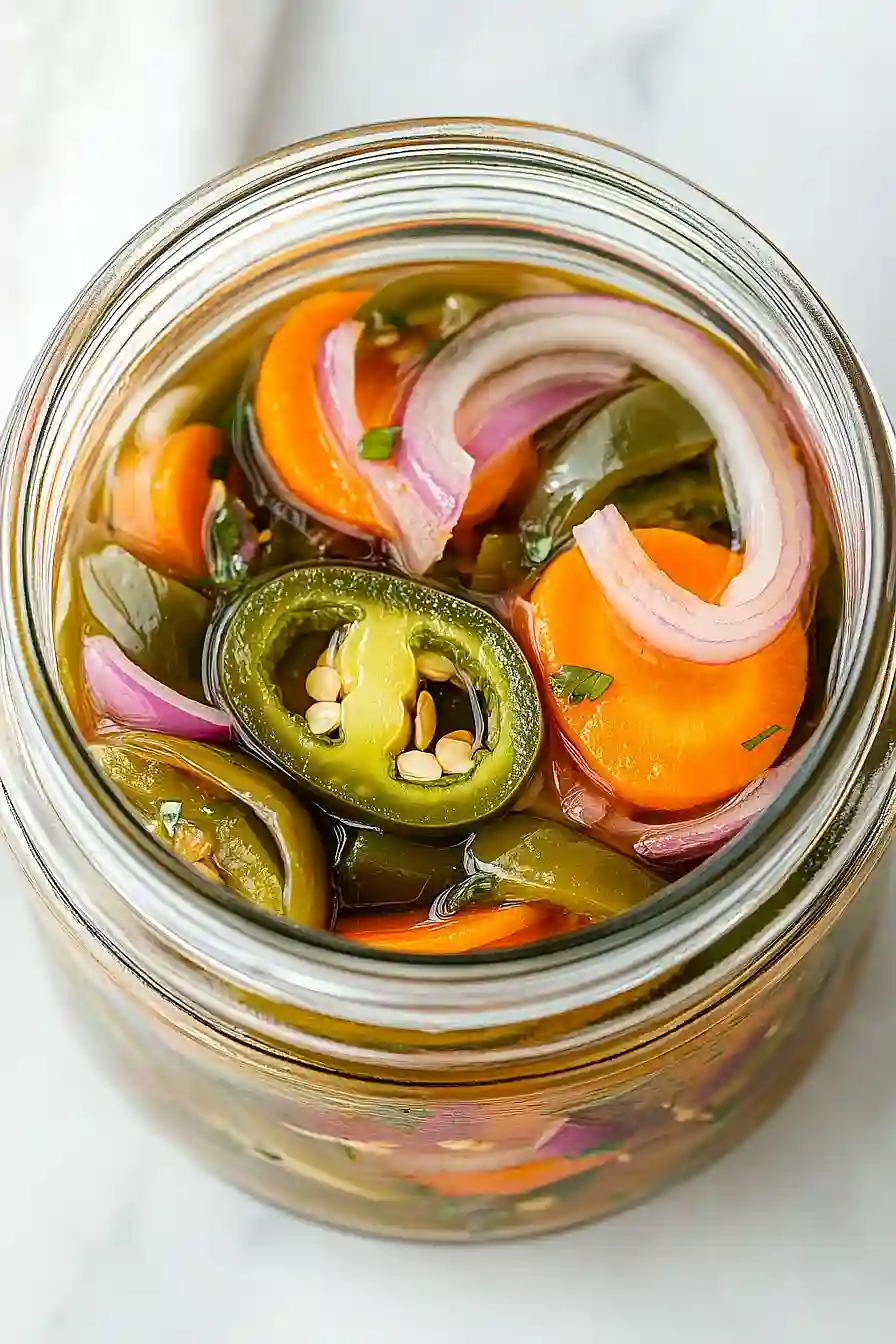 pickled jalapeños, carrots, and onions