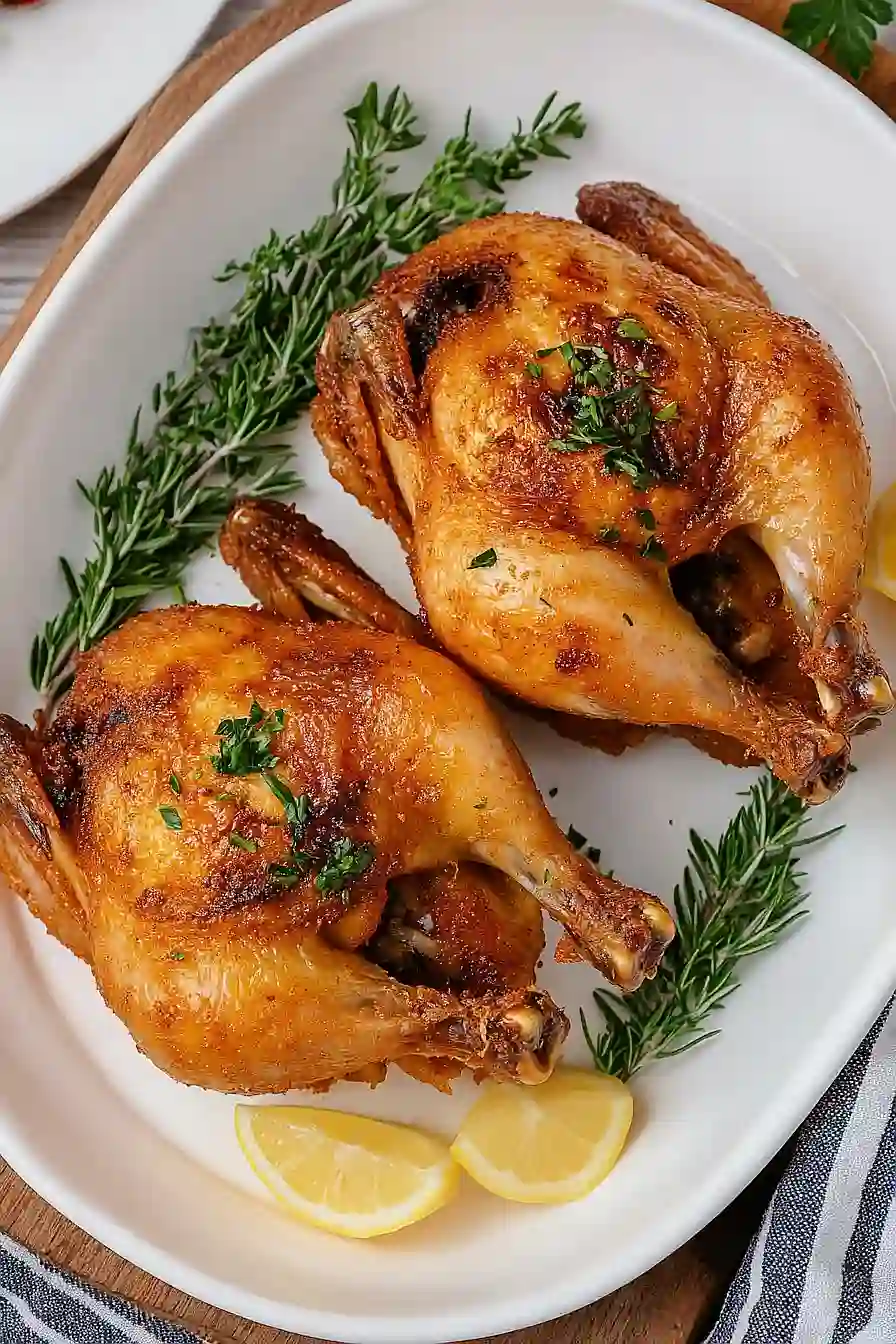deep-fried cornish hens