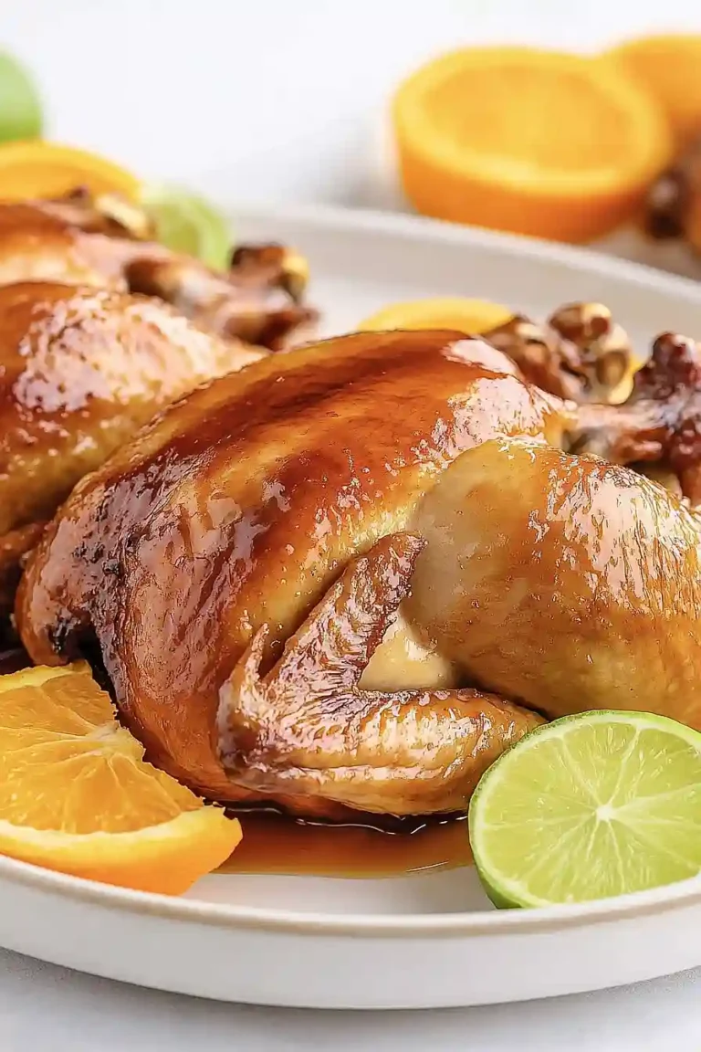 orange glazed cornish hen