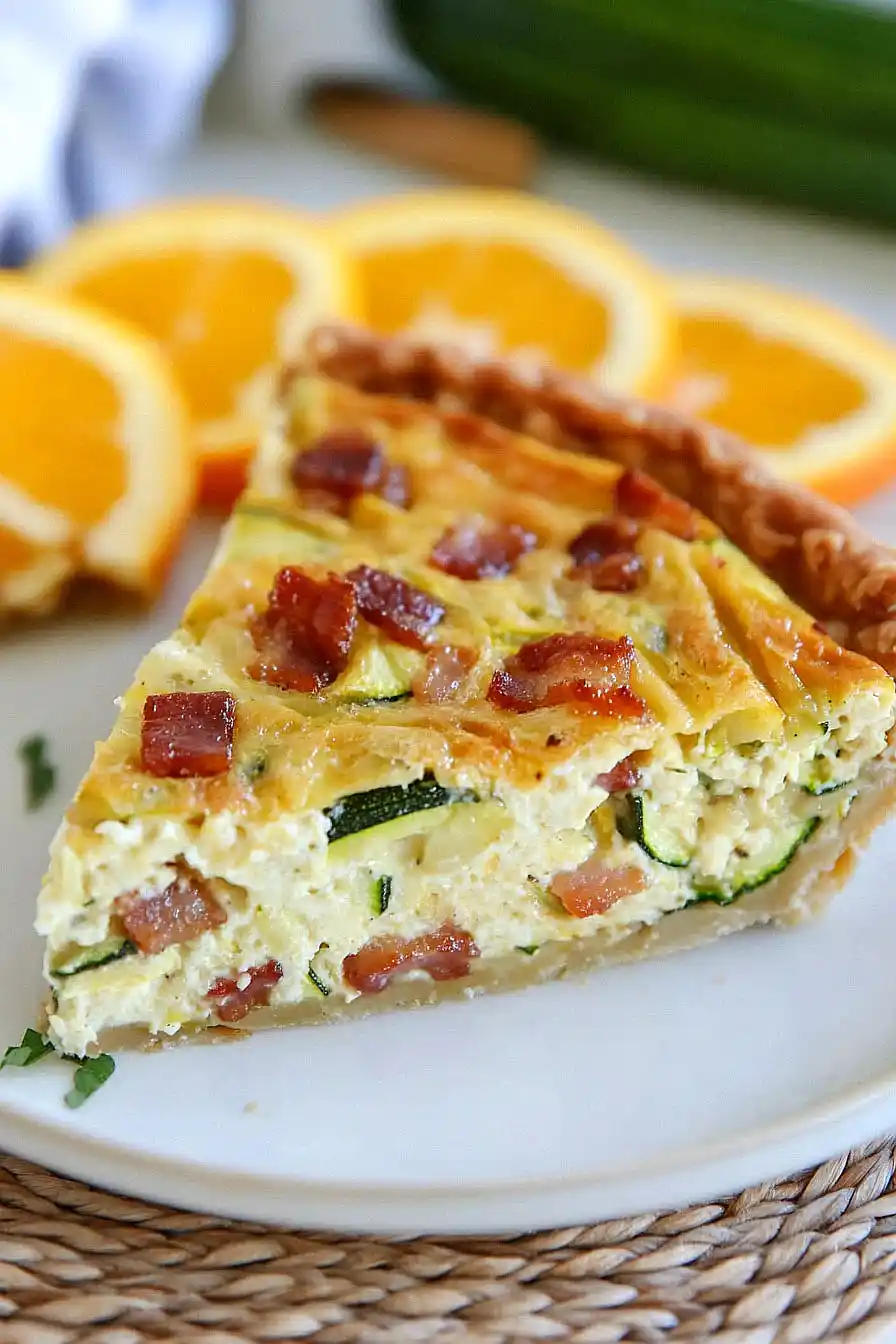 zucchini quiche with bacon and hashbrown crust