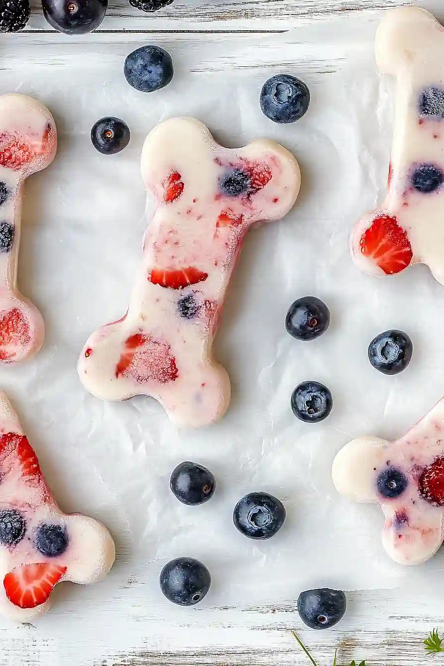 frozen yogurt and berry dog treats