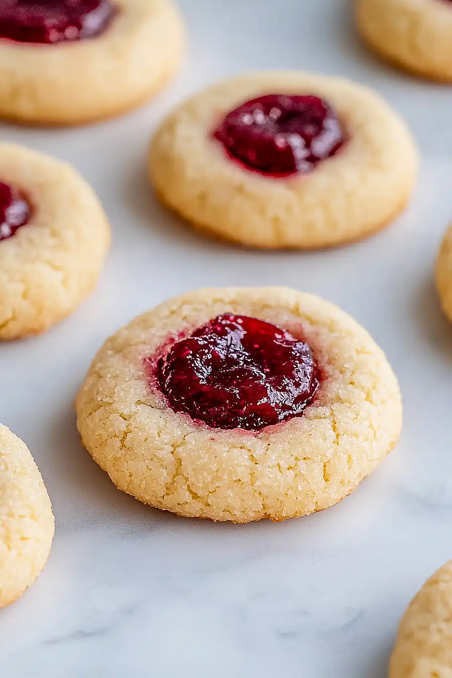 raspberry almond thumbprint cookies