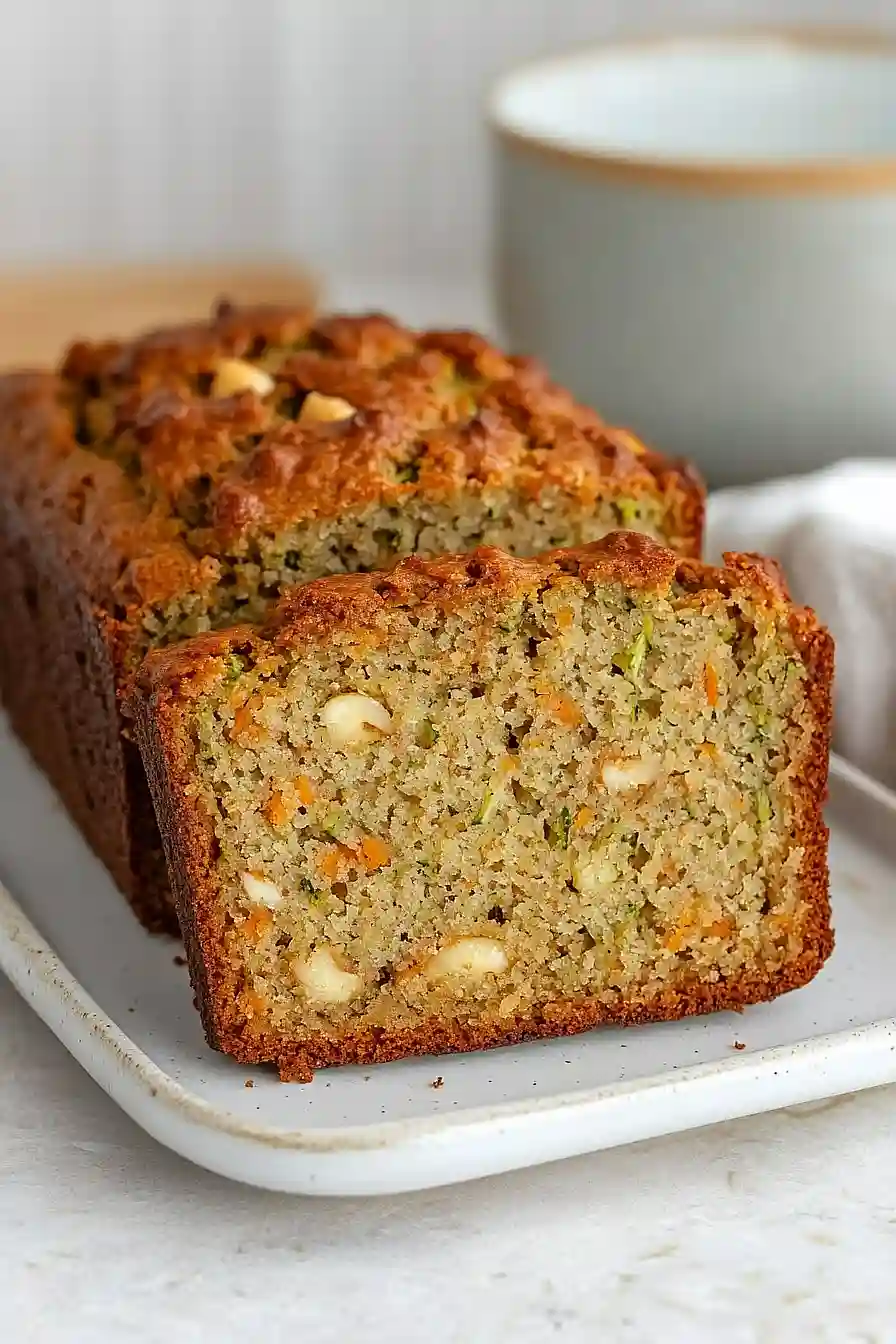 zucchini bread with white chocolate chips and macadamia nuts 