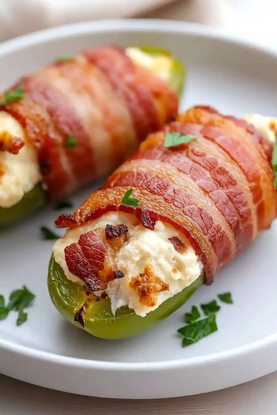 bacon wrapped cheese stuffed banana peppers