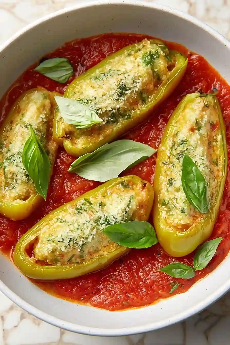 stuffed banana peppers with tomato sauce