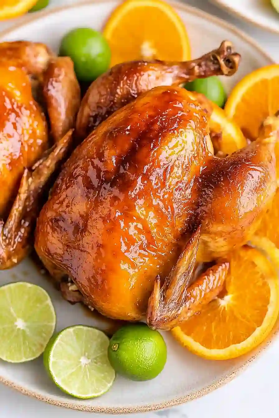 orange glazed cornish hen