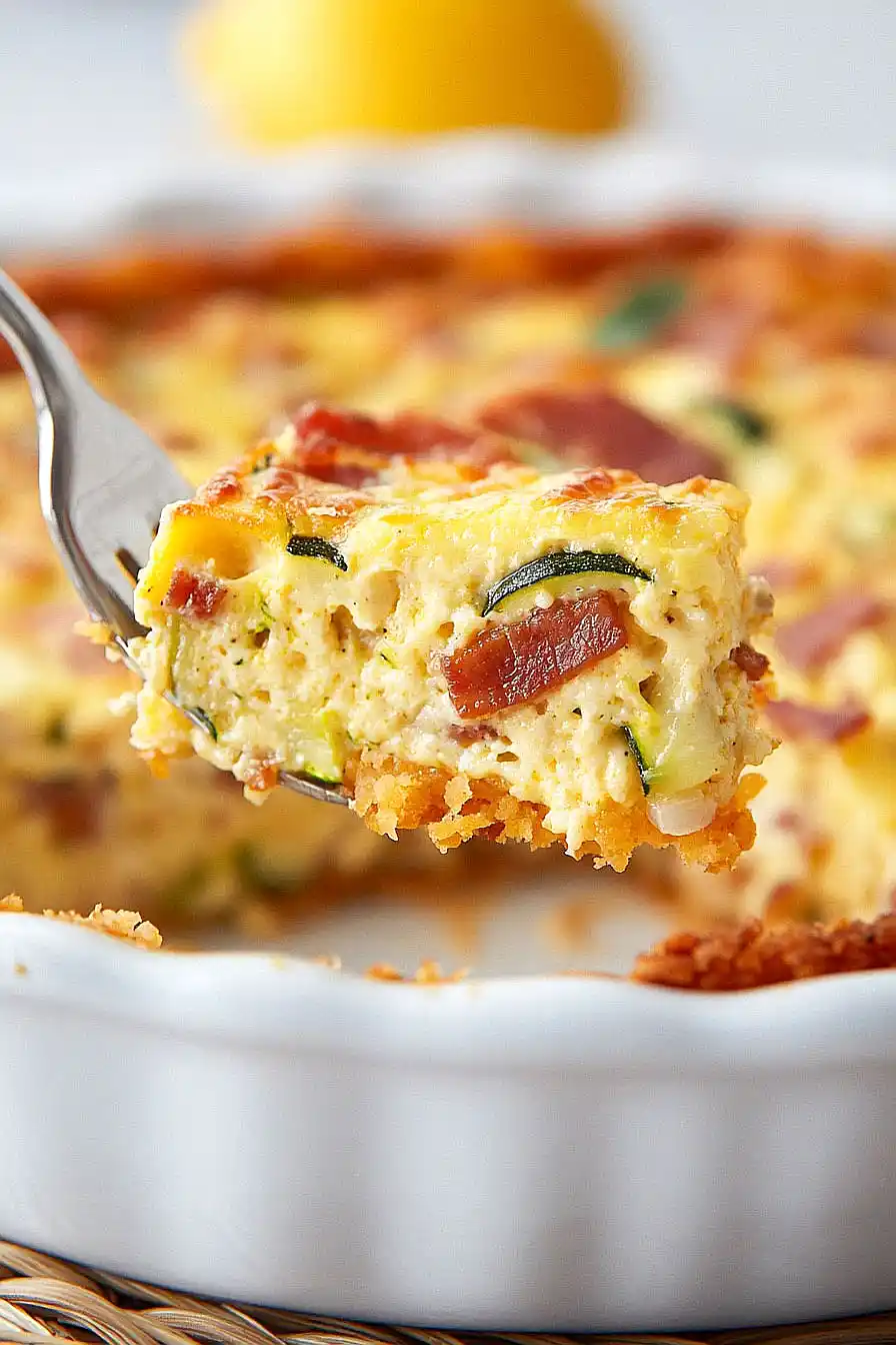zucchini quiche with bacon and hashbrown crust