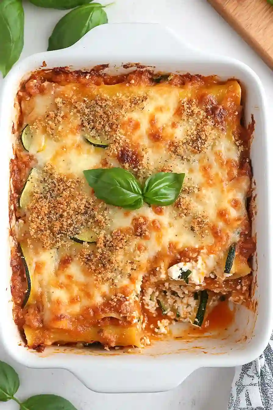 spicy zucchini ricotta lasagna with oregano breadcrumbs