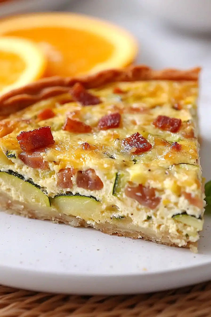 zucchini quiche with bacon and hashbrown crust