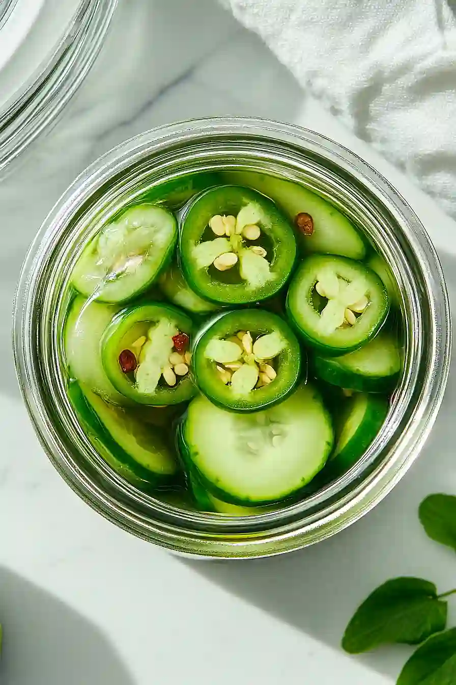 pickled jalapeños and cucumbers