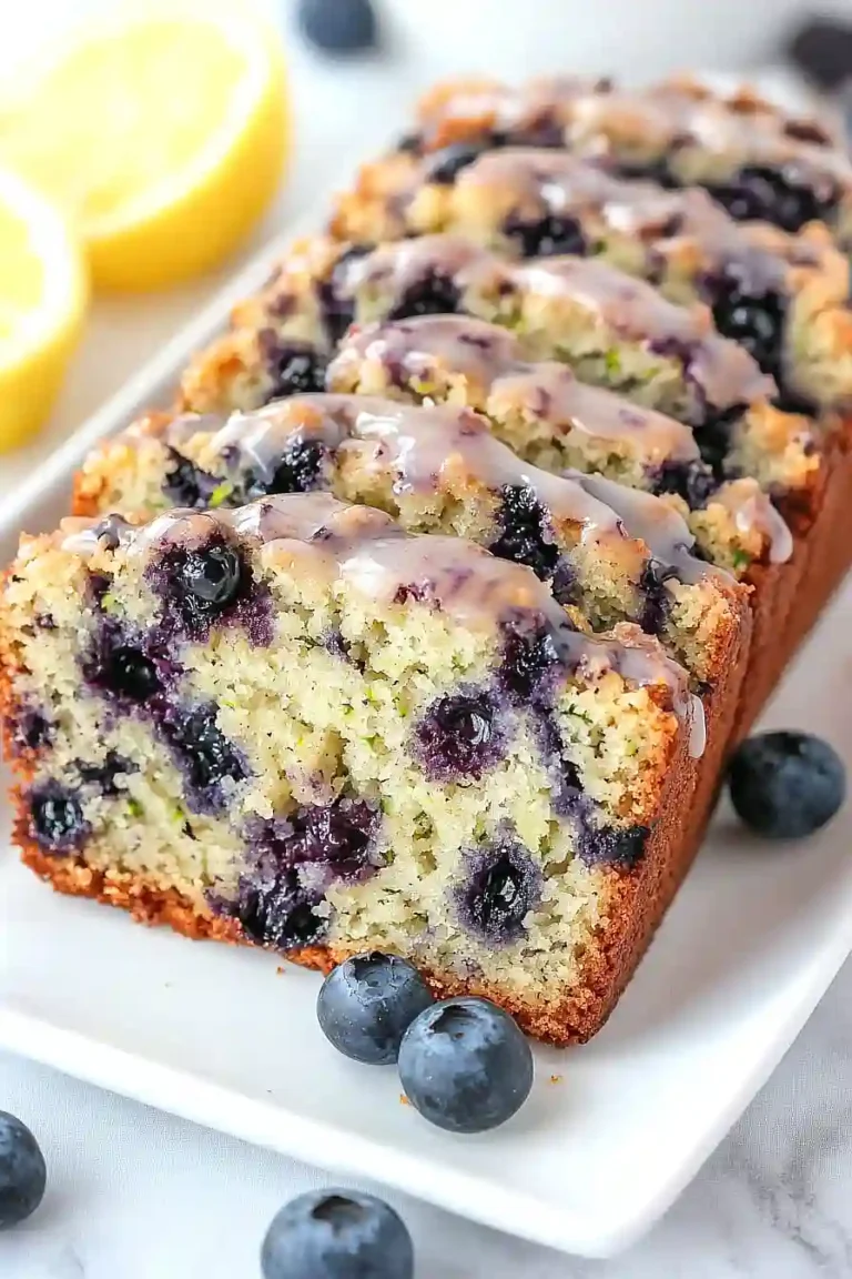 blueberry zucchini bread with a lemon glaze