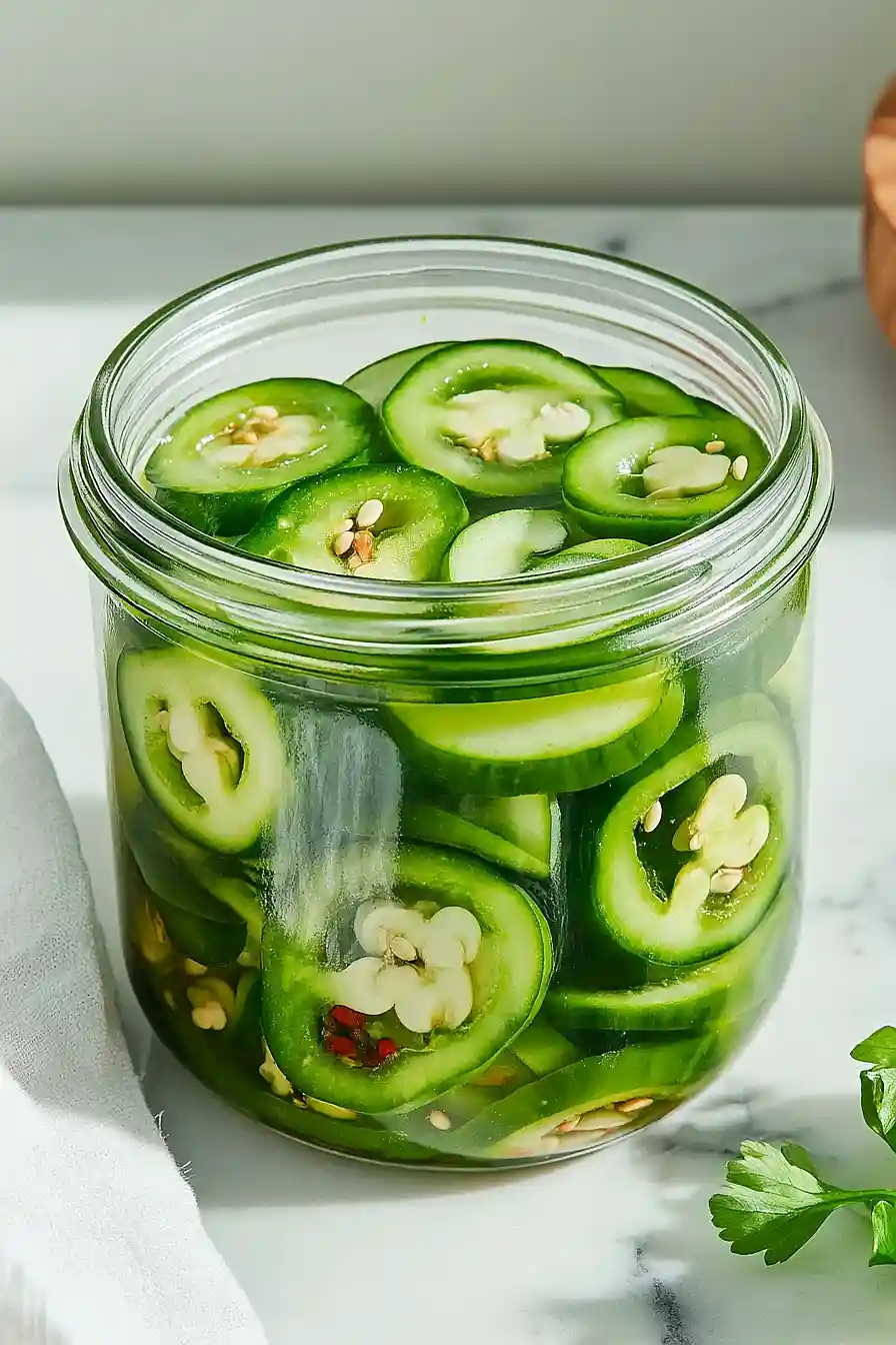 pickled jalapeños and cucumbers