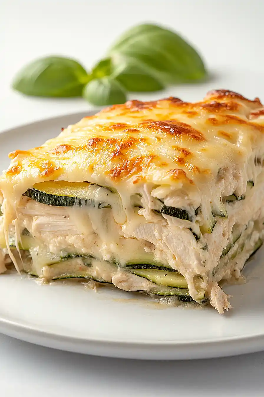 chicken alfredo zucchini lasagna