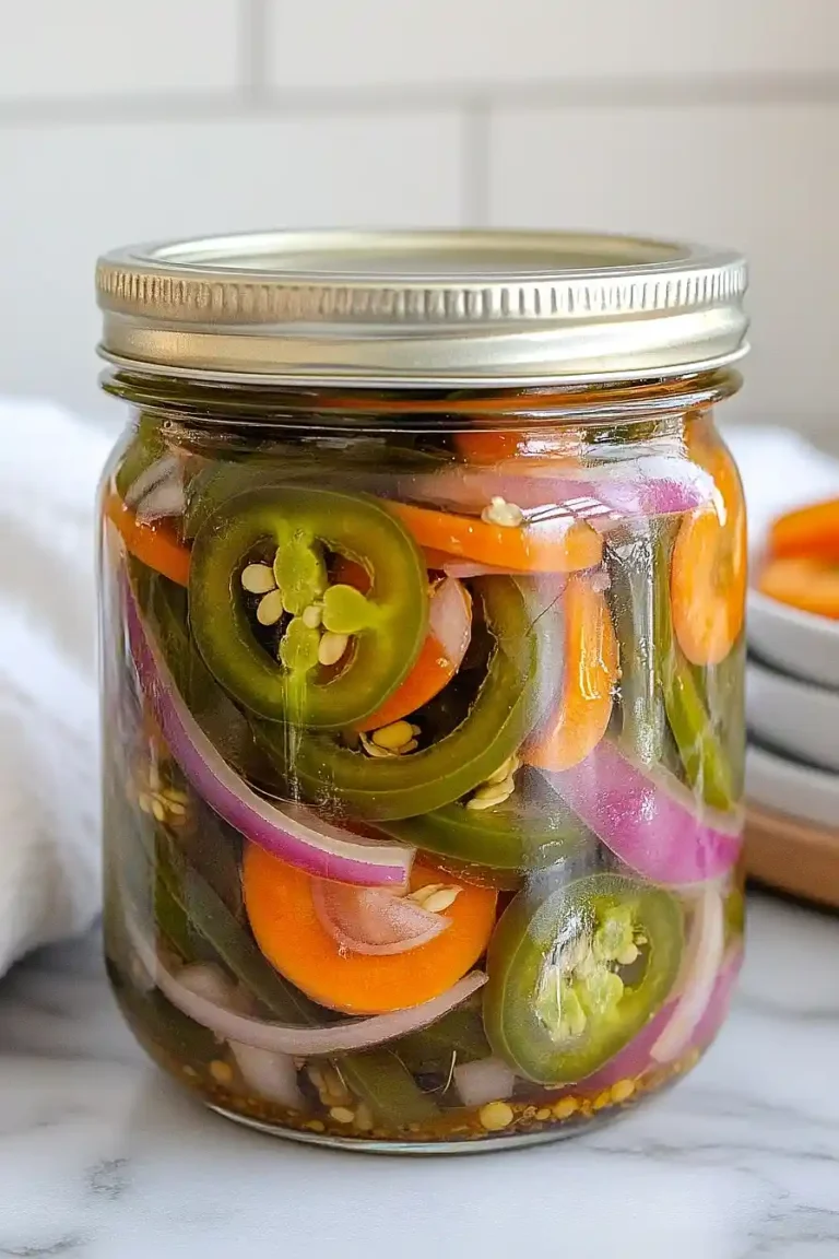 pickled jalapeños, carrots, and onions