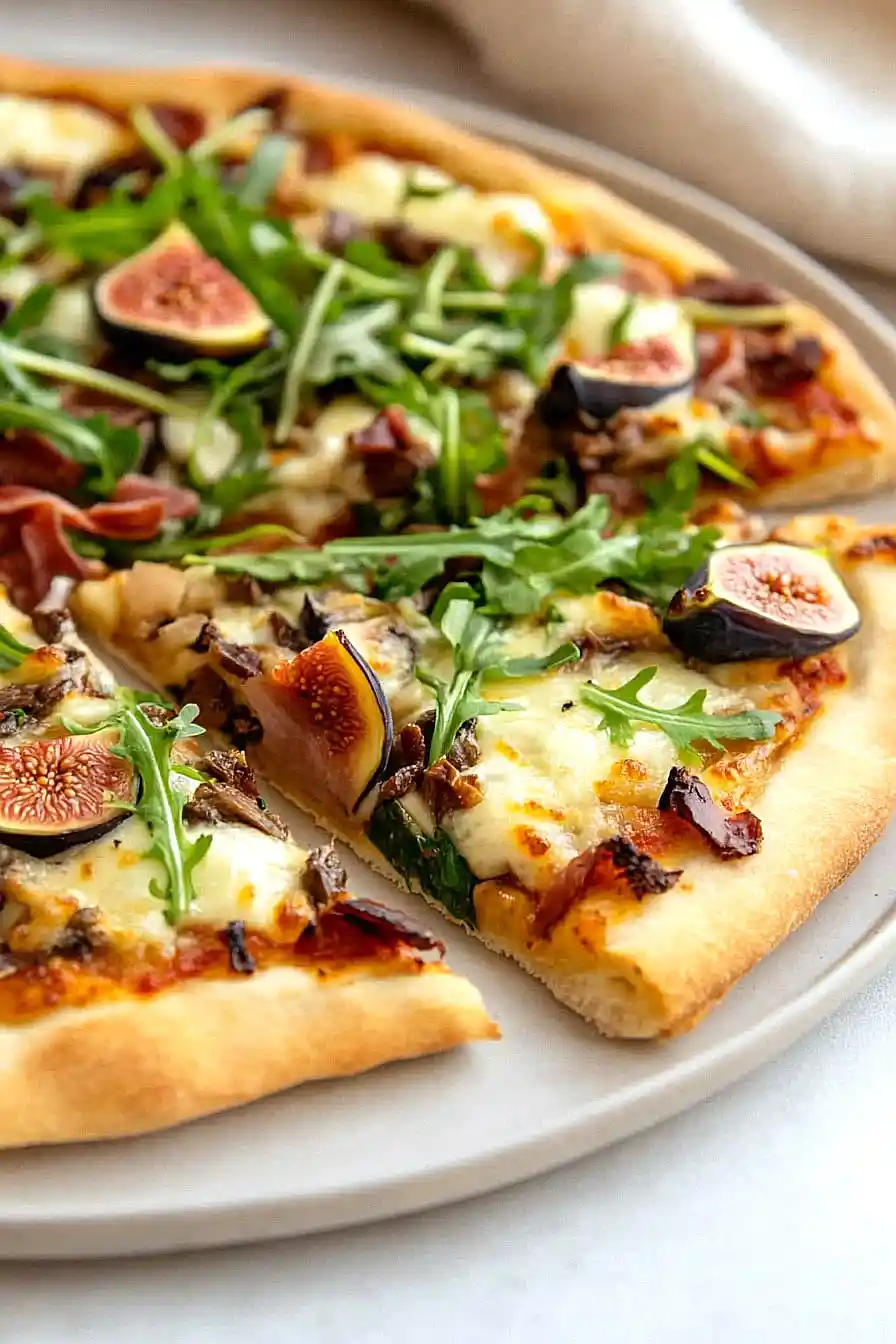 fig, prosciutto, and brie pizza