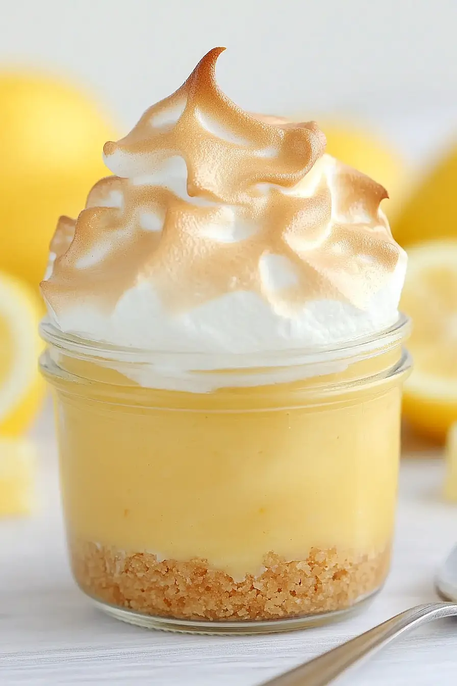 lemon meringue pie in mason jars