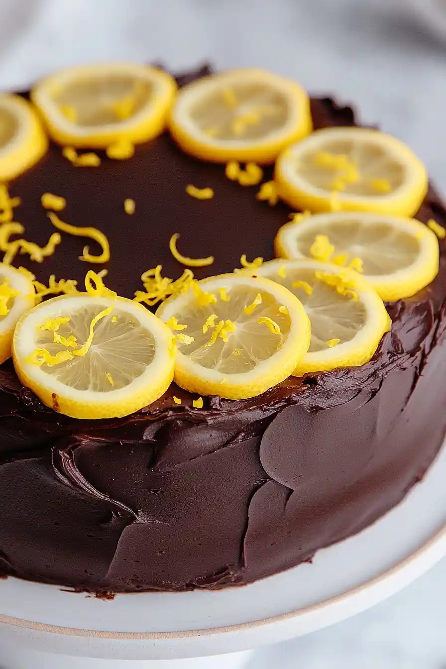 lemon cake with chocolate frosting