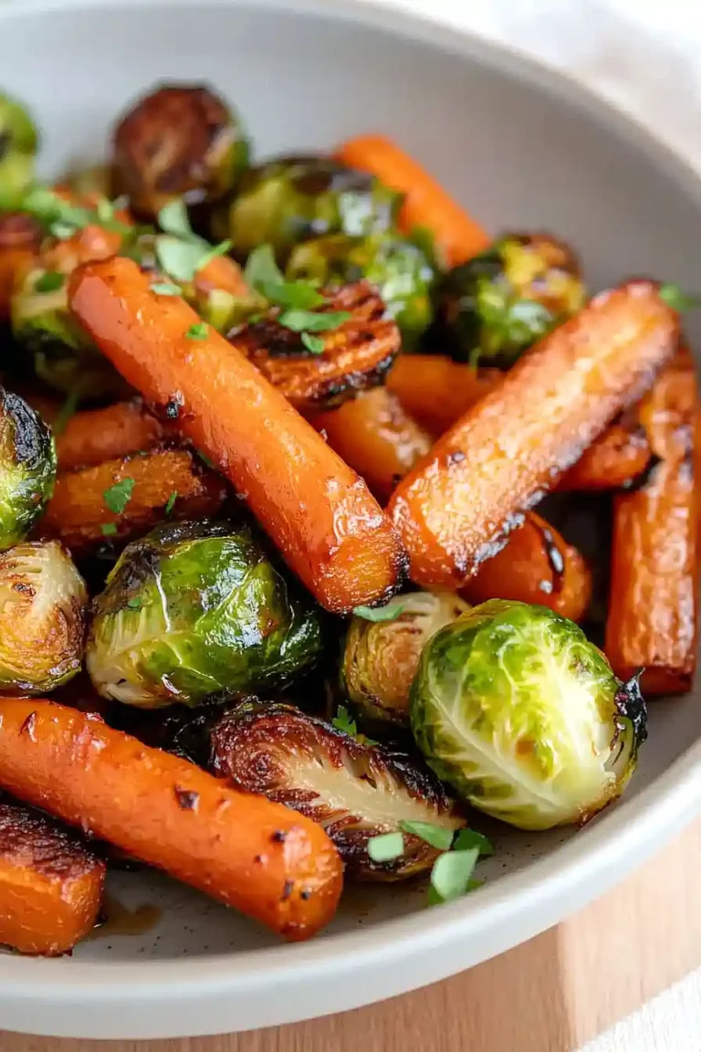 maple glazed carrots and brussel sprouts
