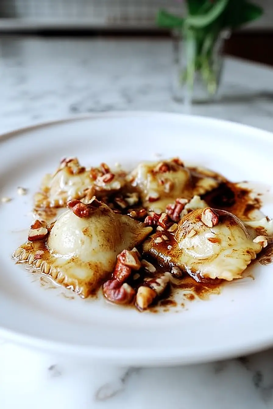 pumpkin ravioli with brown butter sauce