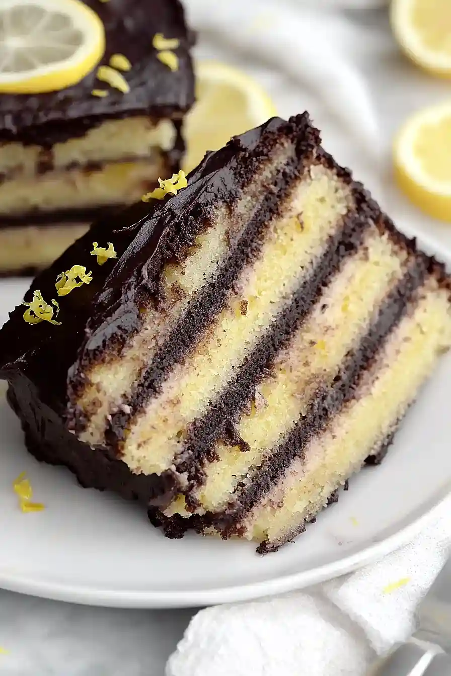 lemon cake with chocolate frosting