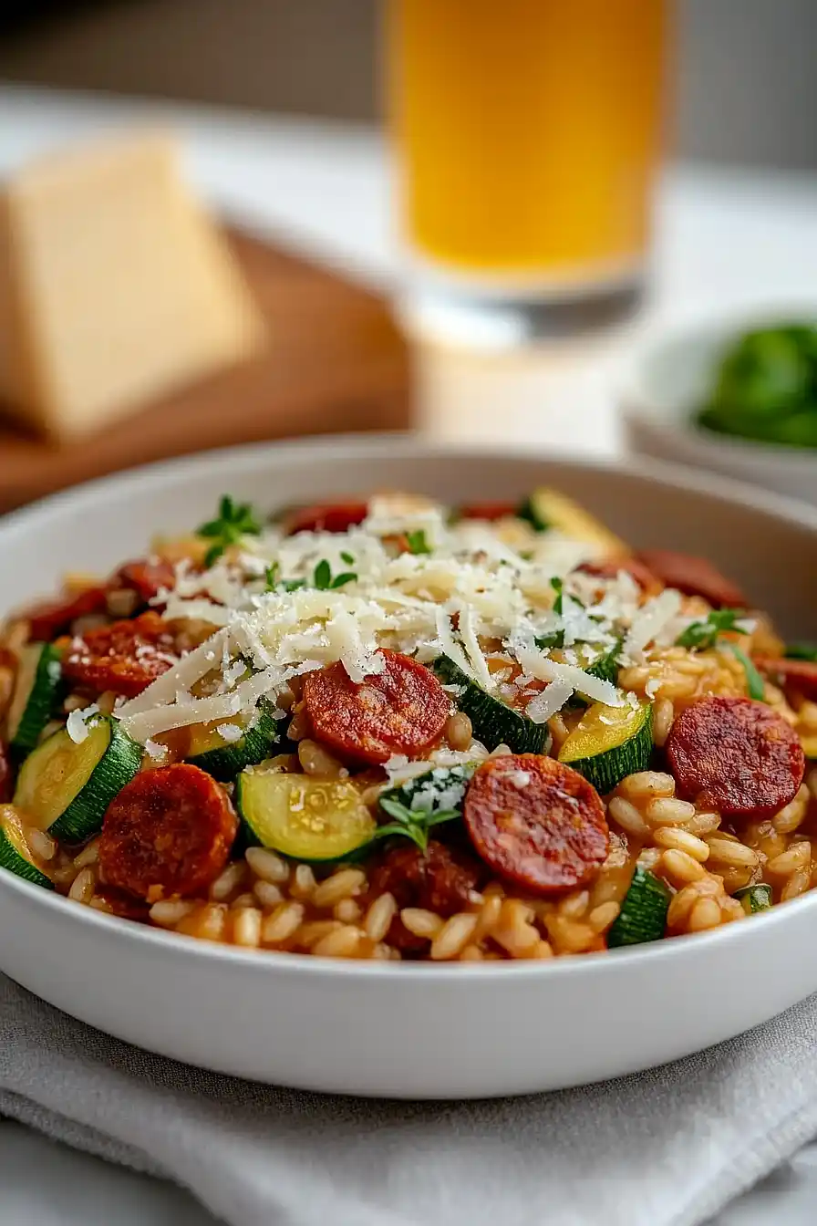 chorizo and courgette risotto