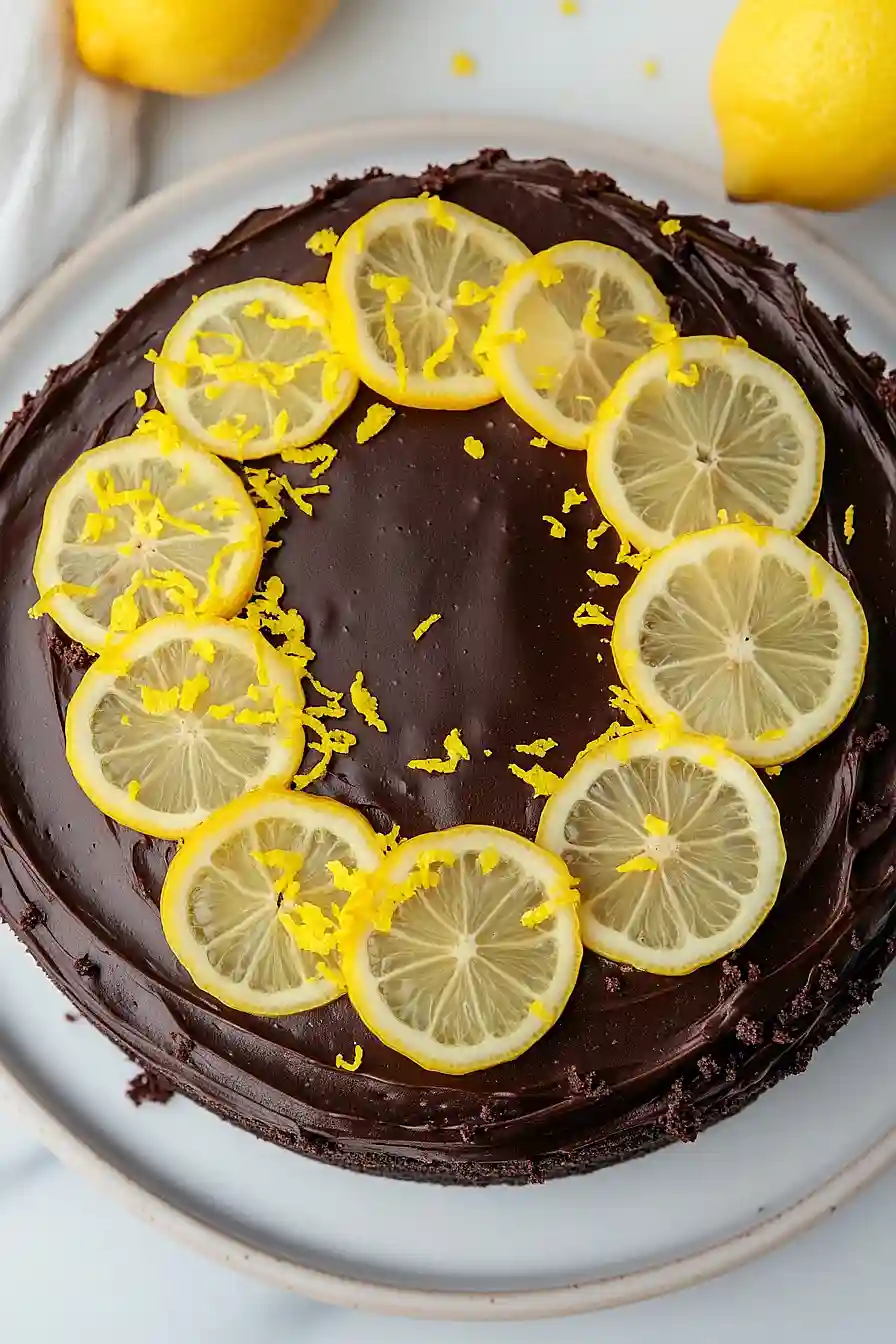 lemon cake with chocolate frosting