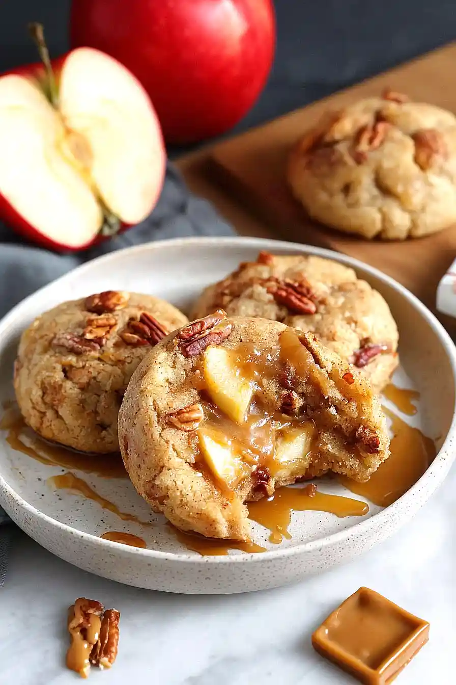 caramel apple pecan cookies