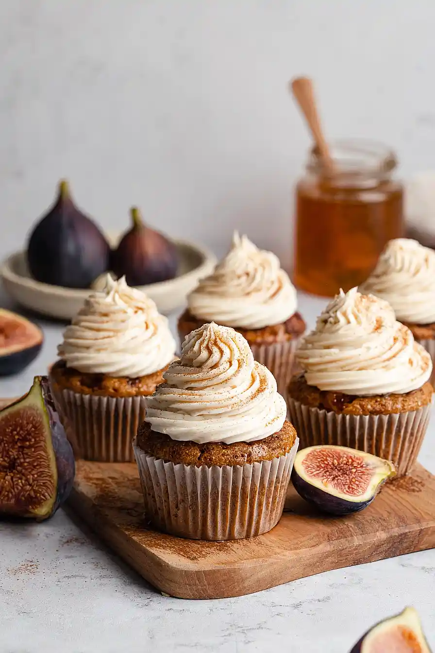 fig cupcakes with honey cream cheese frosting