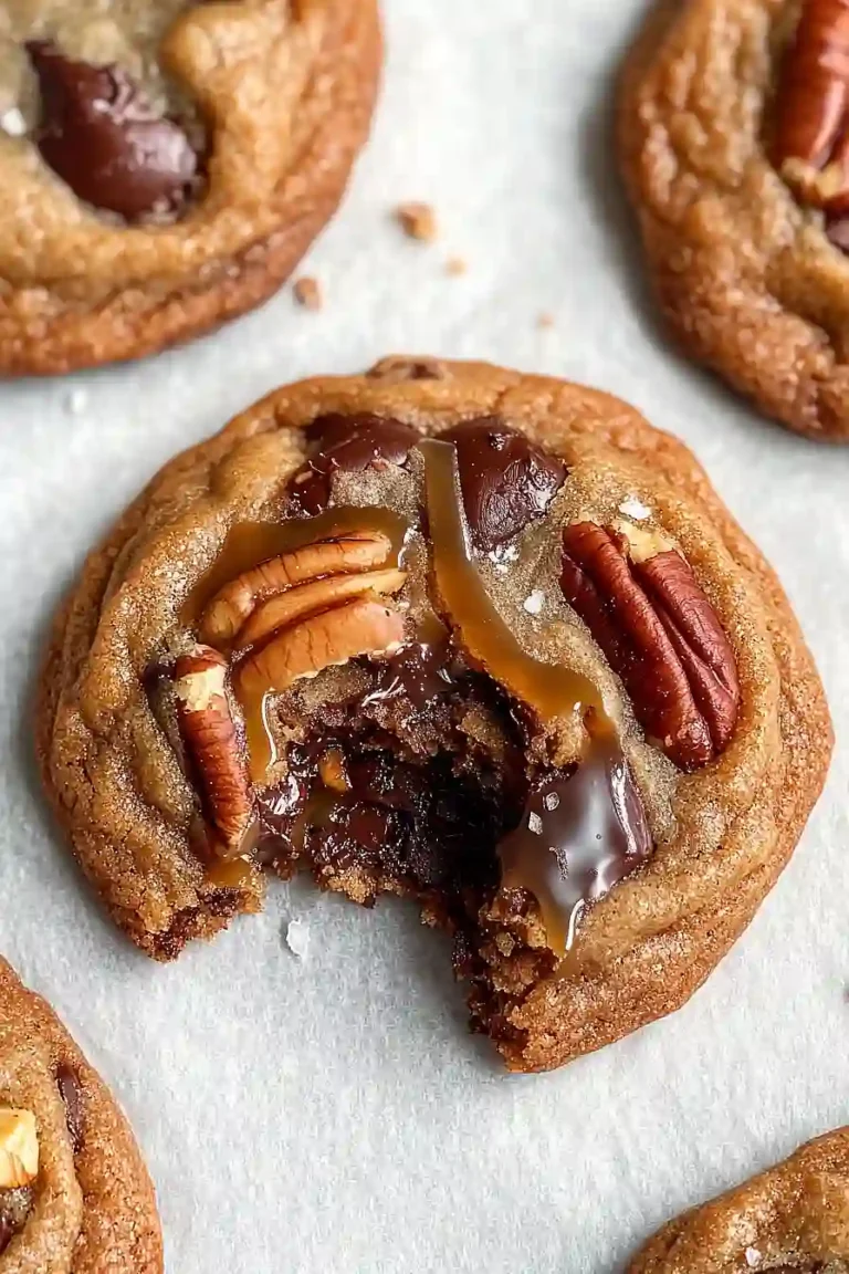 salted caramel pecan chocolate chip cookies
