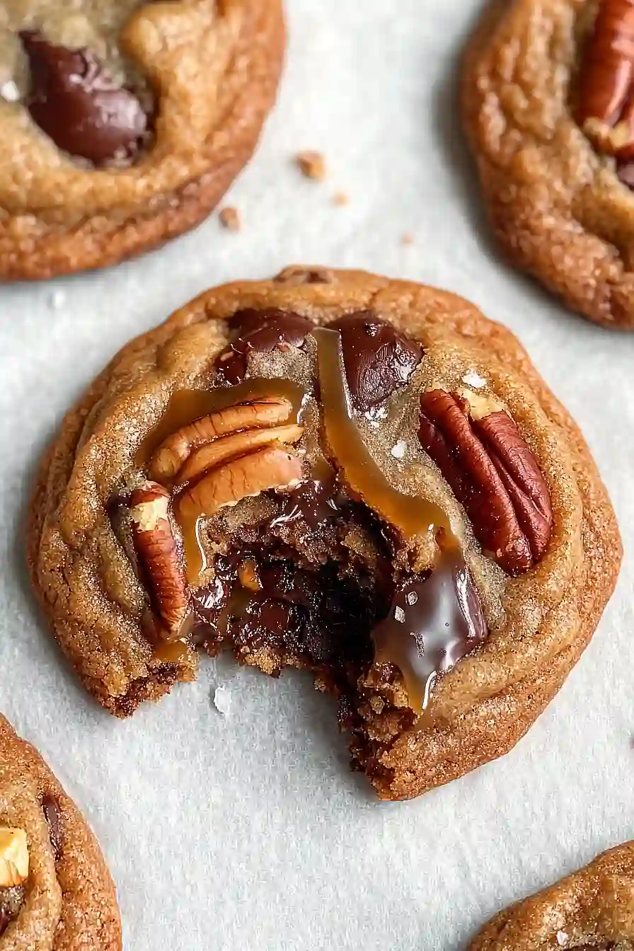 salted caramel pecan chocolate chip cookies