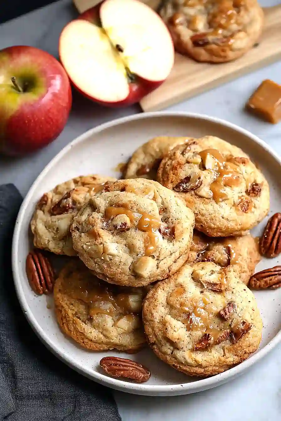 caramel apple pecan cookies