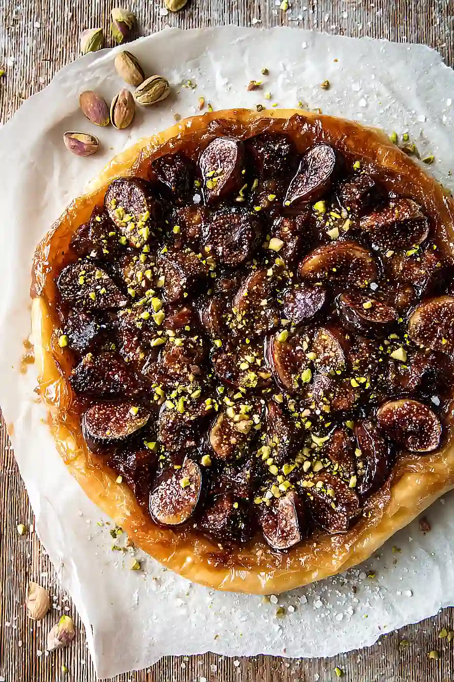 Salted Honey & Pistachio Fig Tarte Tatin