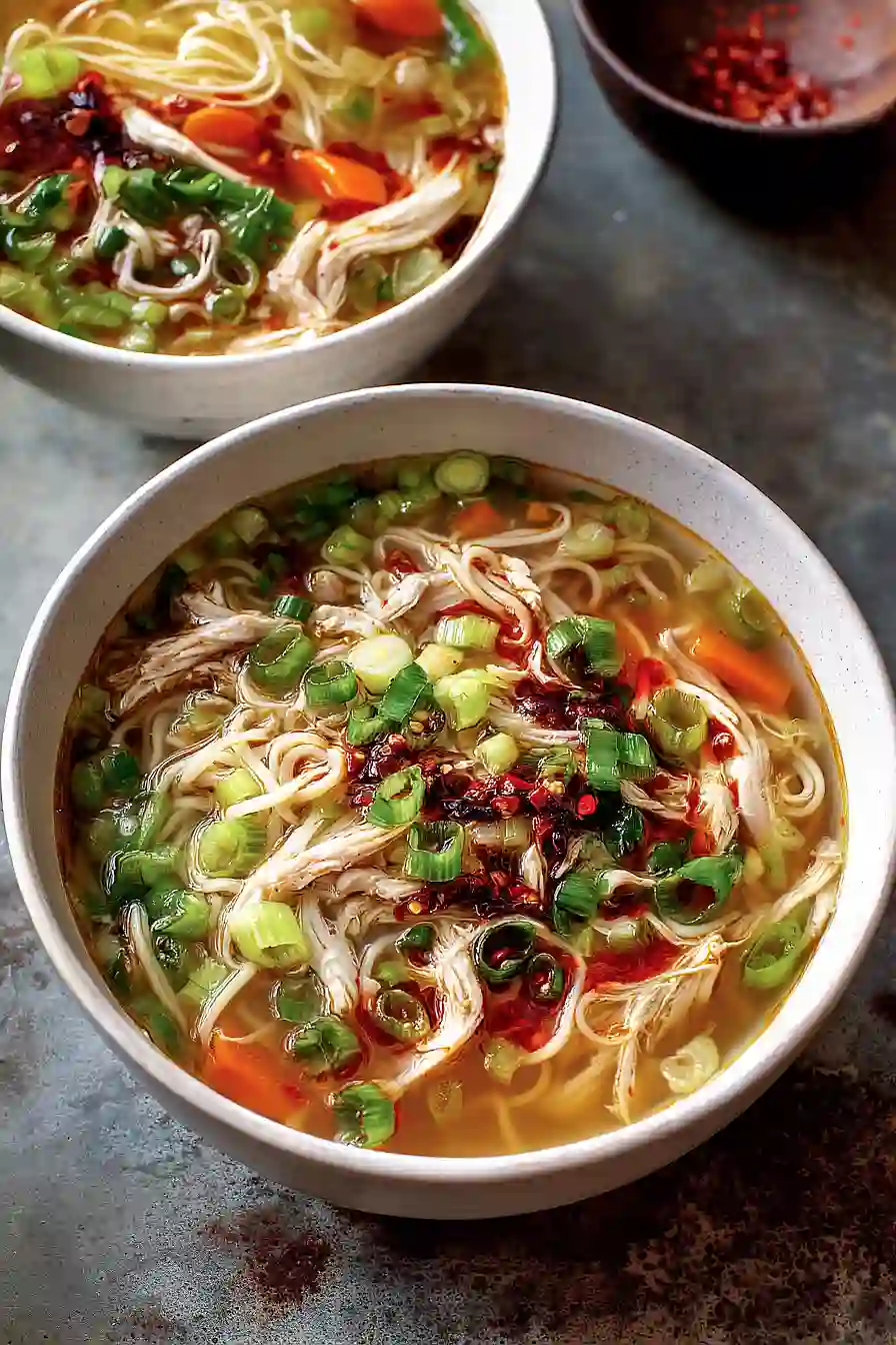ginger garlic chicken noodle soup