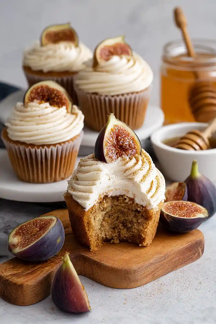 fig cupcakes with honey cream cheese frosting