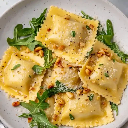 pumpkin ravioli with pine nuts