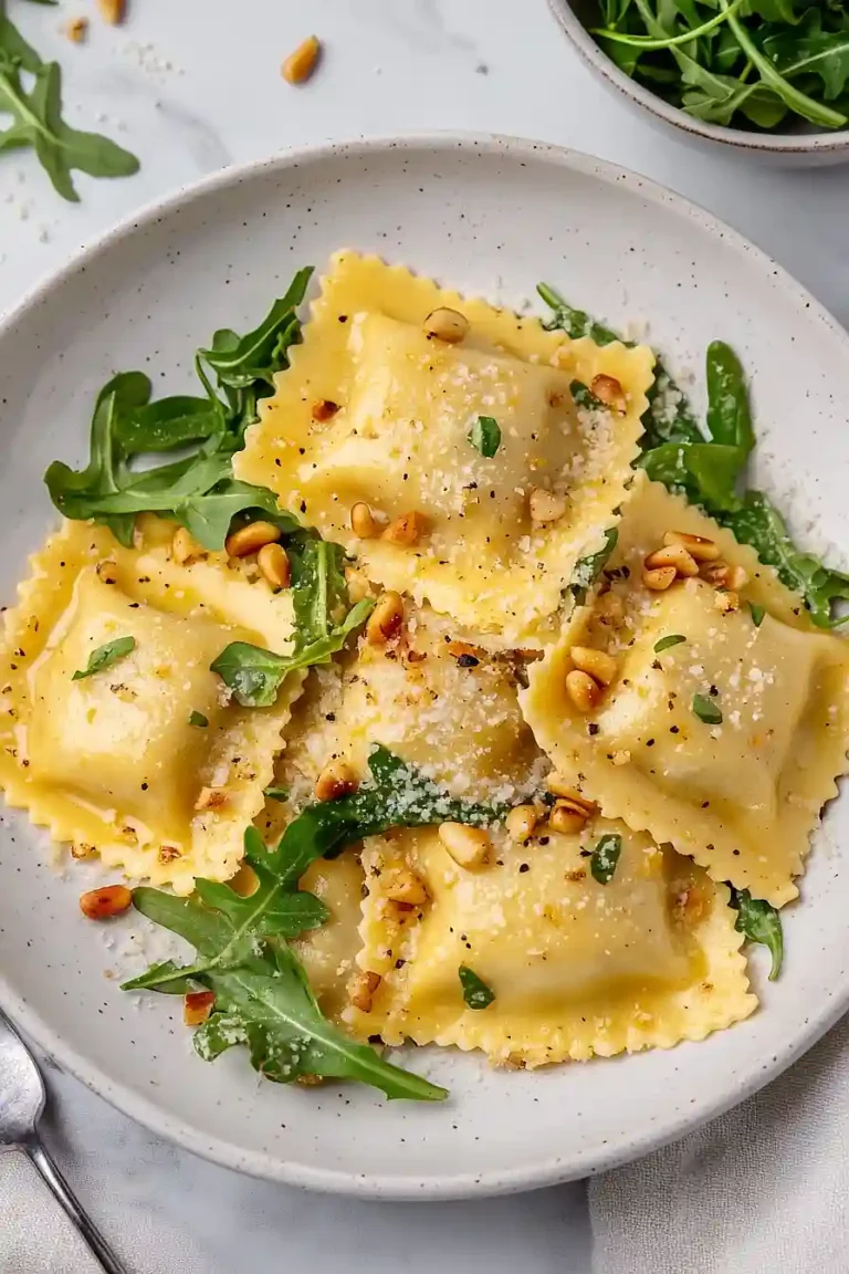 pumpkin ravioli with pine nuts