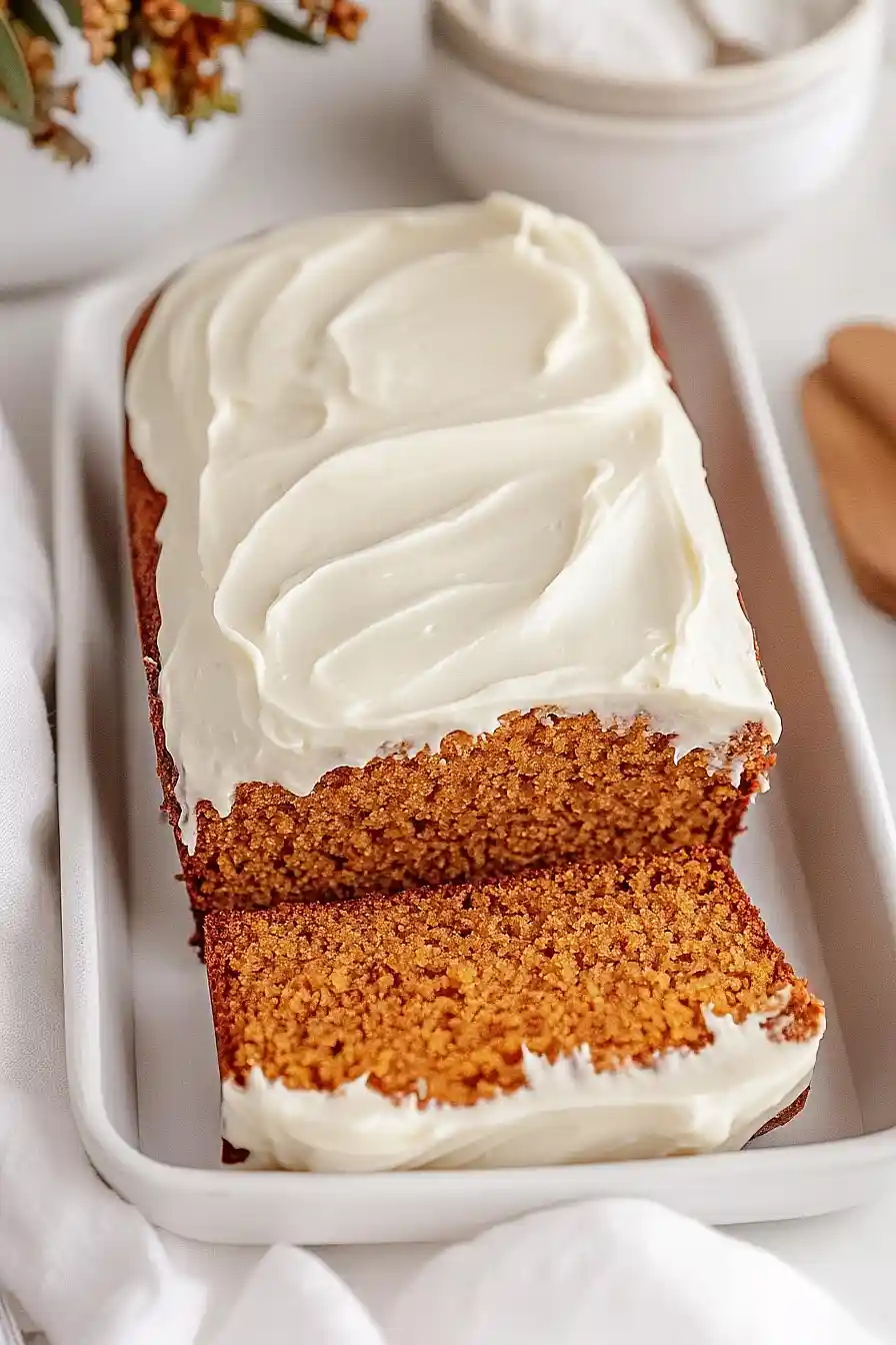 pumpkin bread with cream cheese frosting