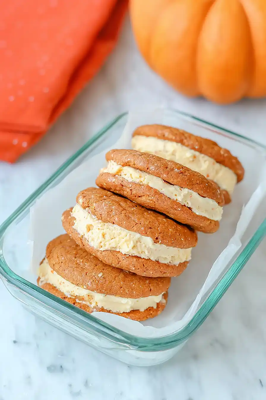 pumpkin cookies ice cream sandwiches