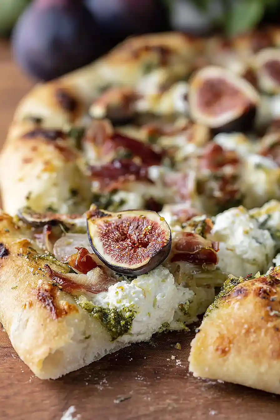 white pizza with prosciutto and fig
