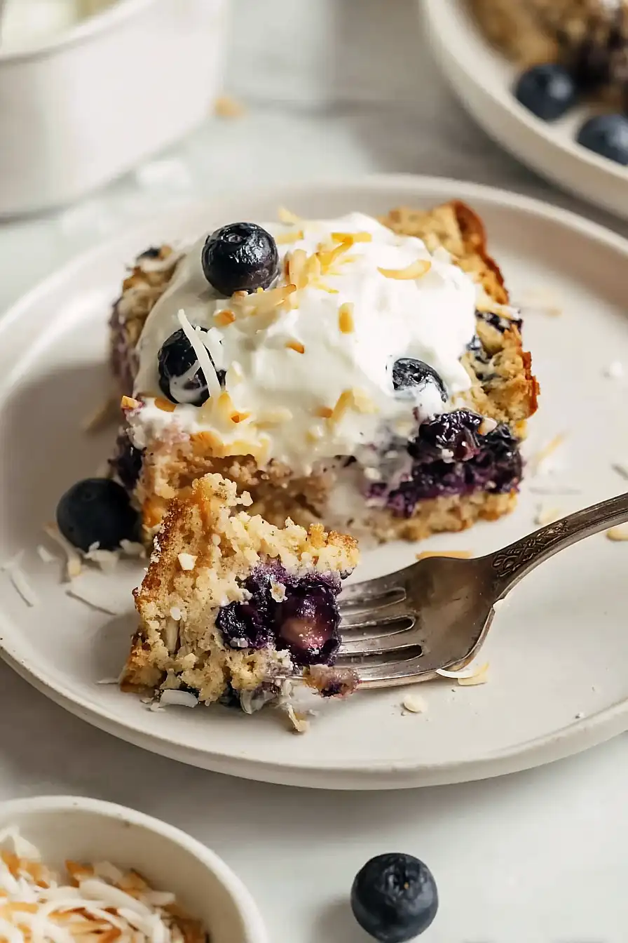 Blueberry Oatmeal Cake with Greek Yogurt