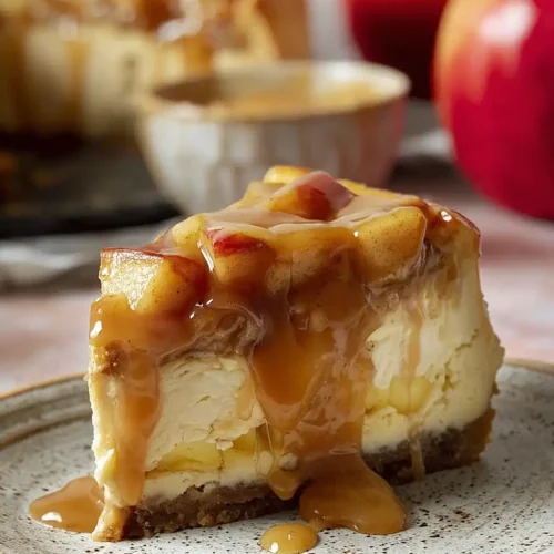 vegan caramel apple cheesecake