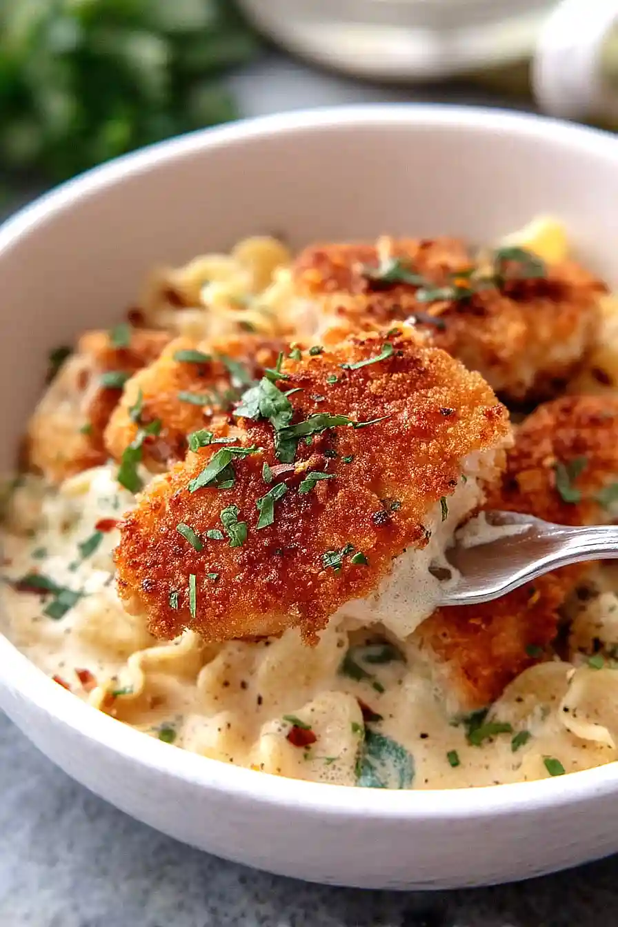 fried chicken pasta