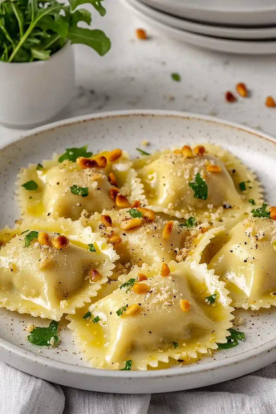 pumpkin ravioli with pine nuts