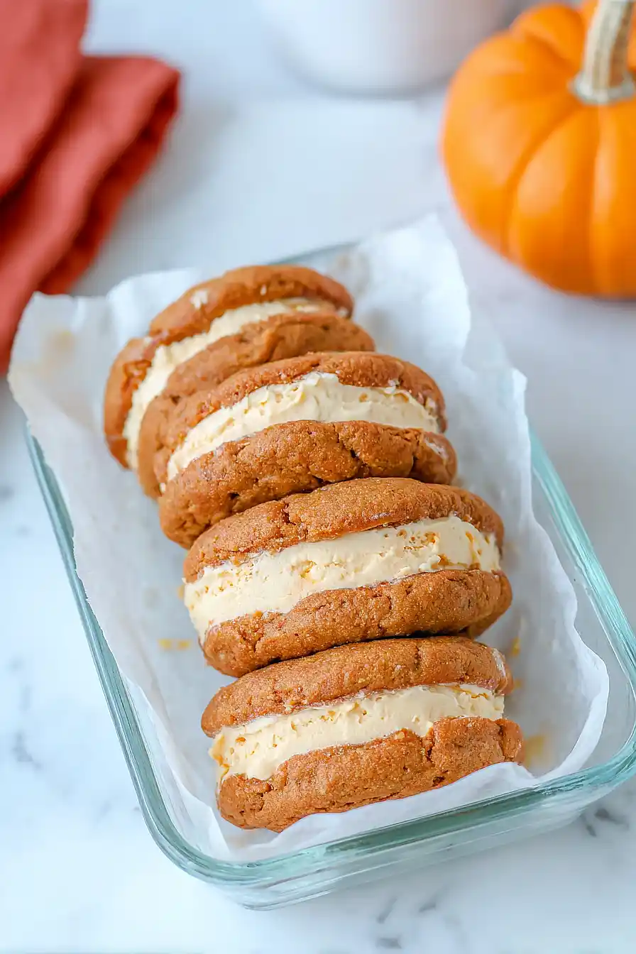 pumpkin cookies ice cream sandwiches