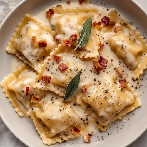pumpkin ravioli with sage cream sauce