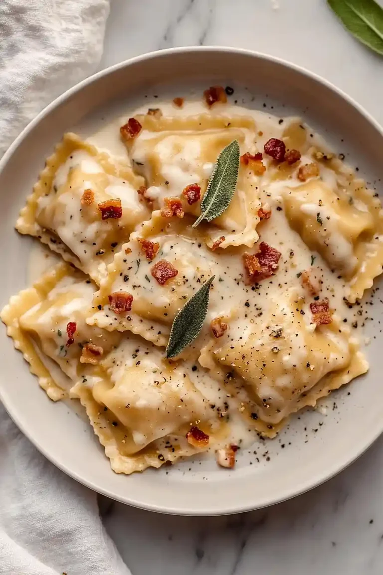 pumpkin ravioli with sage cream sauce